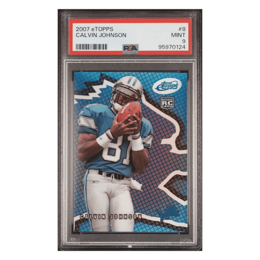 Calvin Johnson PSA 9 2007 eTopps Rookie RC #d/ 1999 Card #8