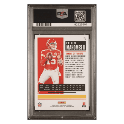 Patrick Mahomes PSA 10 2020 Panini Contenders Card #2