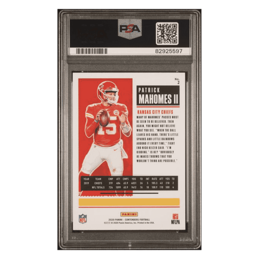 Patrick Mahomes PSA 10 2020 Panini Contenders Card #2
