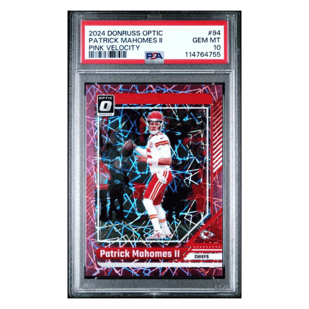 Patrick Mahomes PSA 10 2024 Panini Donruss Optic Pink Velocity #d/ 50 Card #94