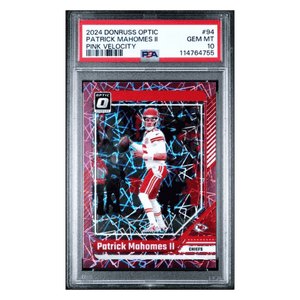 Patrick Mahomes PSA 10 2024 Panini Donruss Optic Pink Velocity #d/ 50 Card #94
