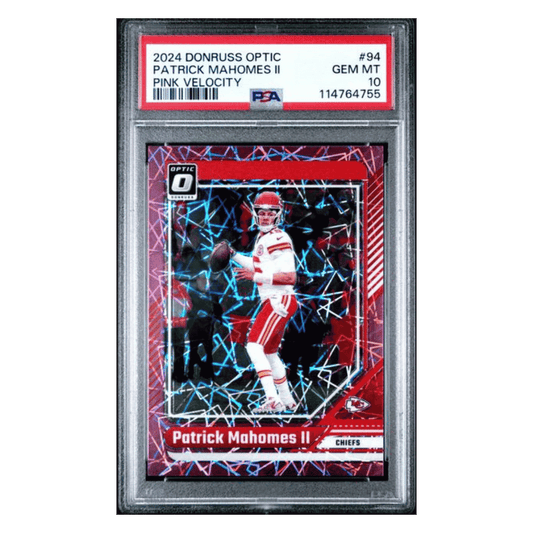 Patrick Mahomes PSA 10 2024 Panini Donruss Optic Pink Velocity #d/ 50 Card #94