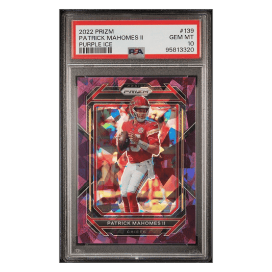 Patrick Mahomes PSA 10 2022 Panini Prizm Purple Ice #d/ 225 Card #139