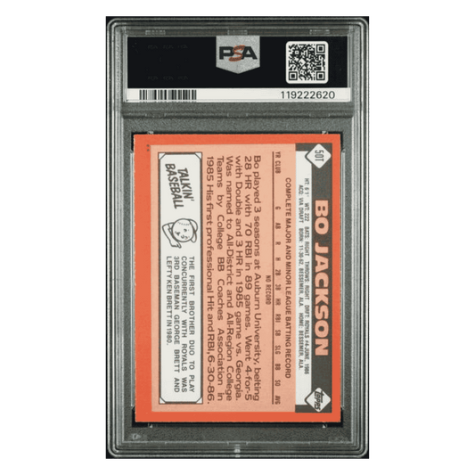 Bo Jackson PSA 9 1986 Topps Traded Autograph Card #50T