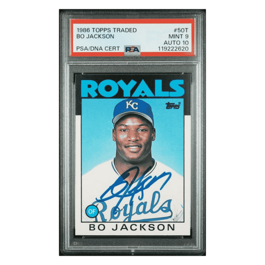 Bo Jackson PSA 9 1986 Topps Traded Autograph Card #50T