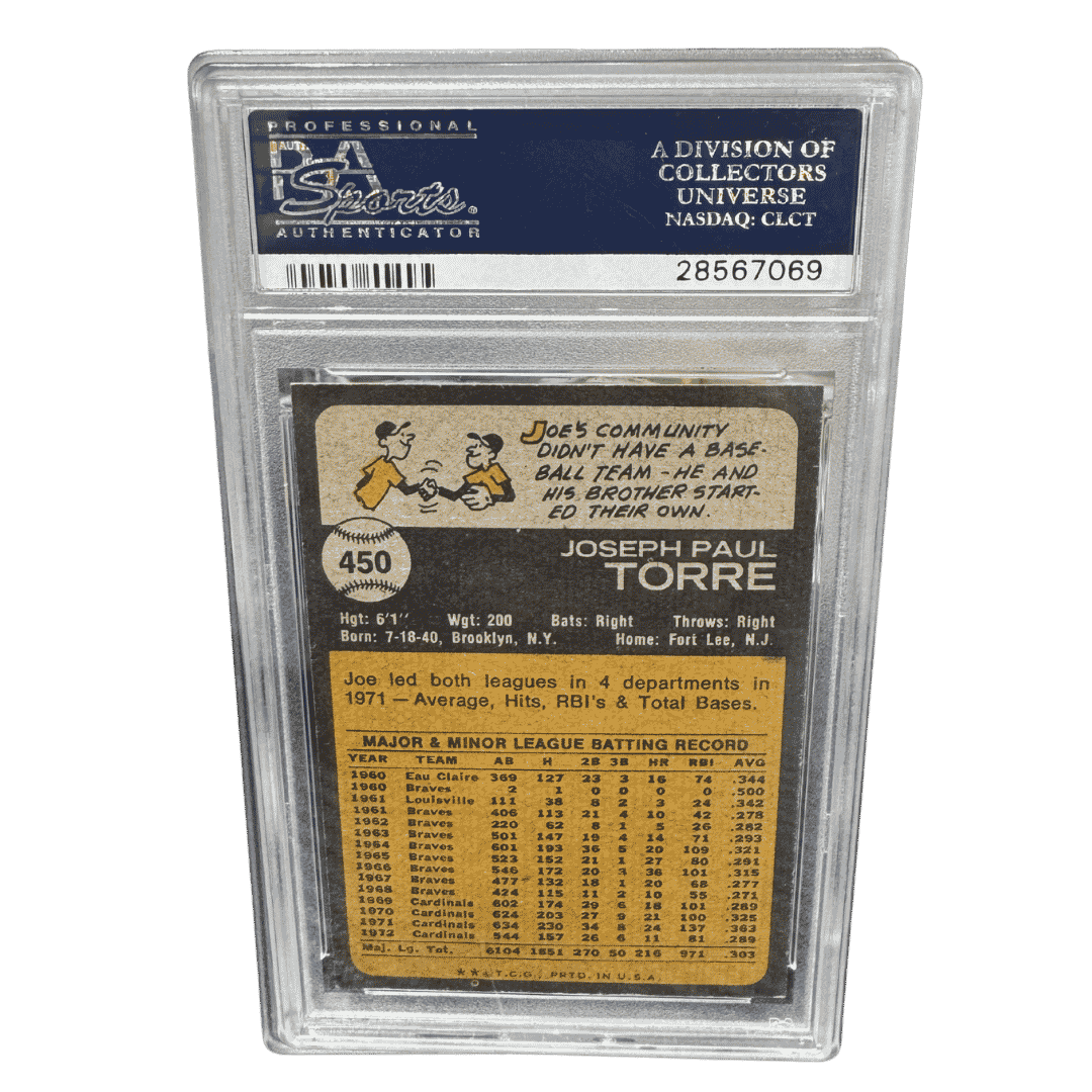 Joe Torre PSA 8 1973 Topps Card #450