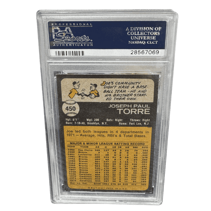 Joe Torre PSA 8 1973 Topps Card #450