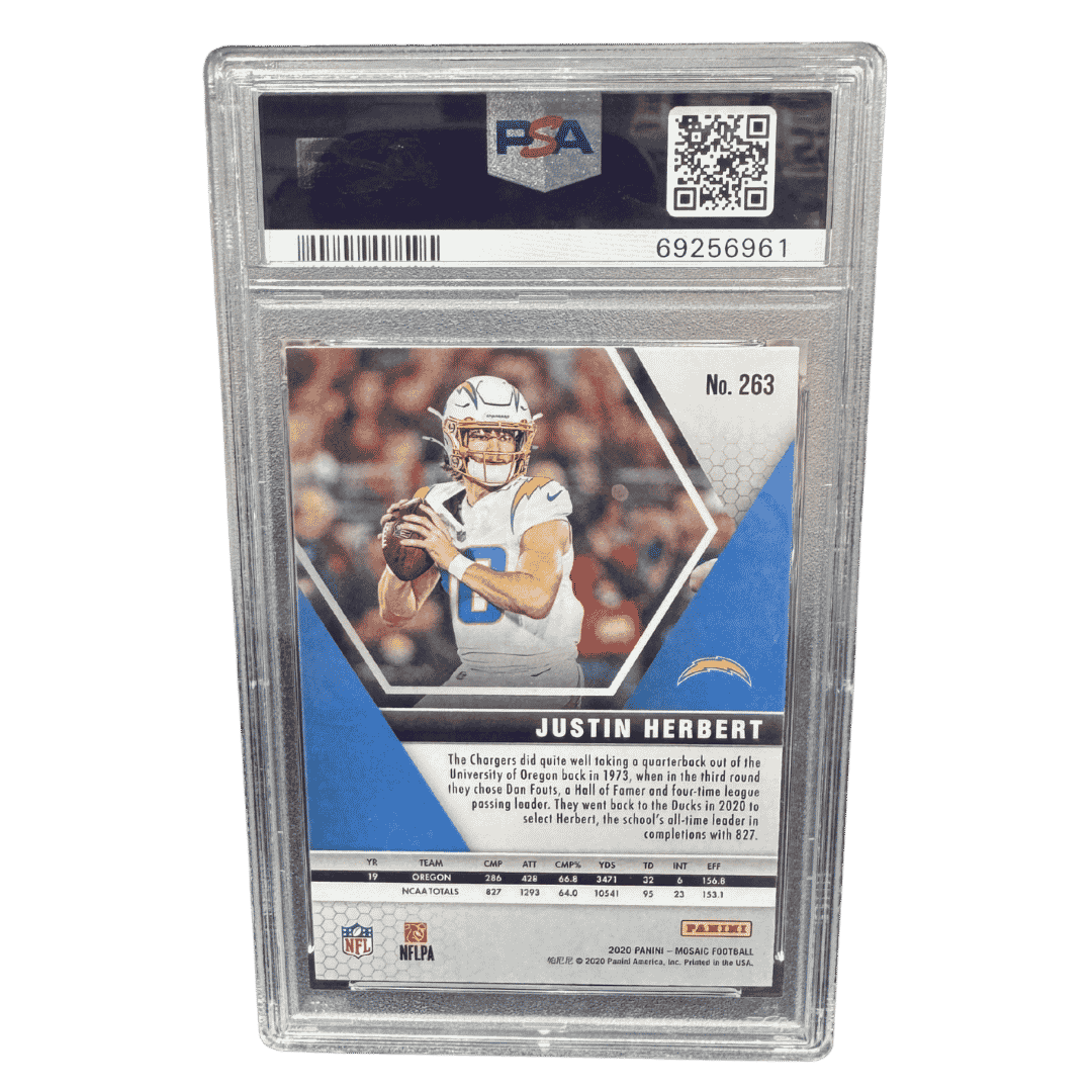 Justin Herbert PSA 8 2020 Panini Mosaic Rookie RC Card #263