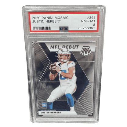 Justin Herbert PSA 8 2020 Panini Mosaic Rookie RC Card #263