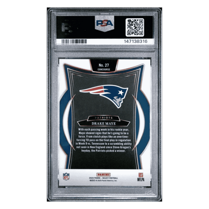 Drake Maye PSA 9 2024 Panini Select Rookie RC Card #27