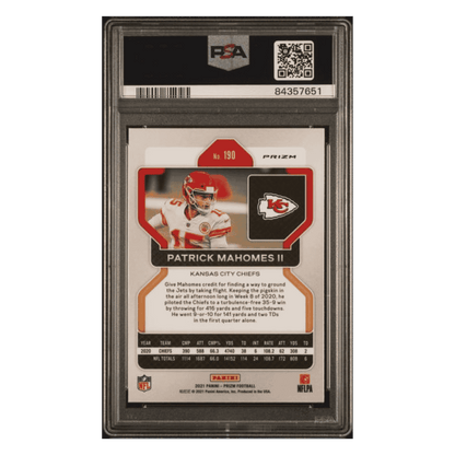 Patrick Mahomes PSA 9 2021 Panini Prizm Red Ice Card #190