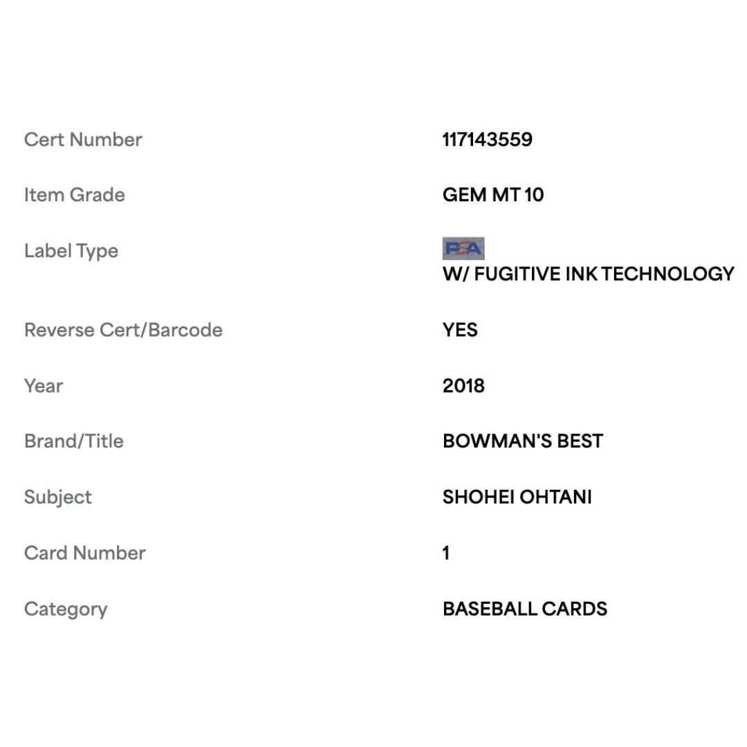 Shohei Ohtani PSA 10 2018 Bowman's Best Rookie RC Card #1