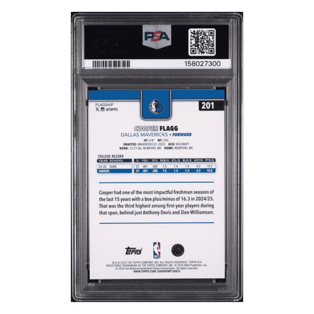 Cooper Flagg PSA 9 2025 Topps Season Tip Off Rookie RC Card #201