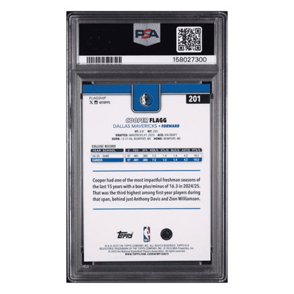 Cooper Flagg PSA 9 2025 Topps Season Tip Off Rookie RC Card #201