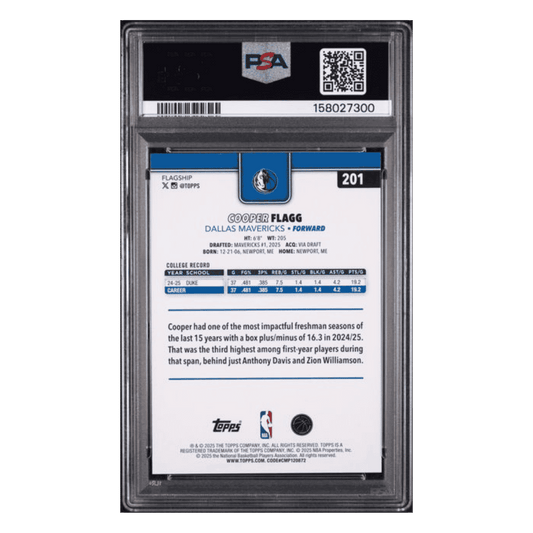 Cooper Flagg PSA 9 2025 Topps Season Tip Off Rookie RC Card #201