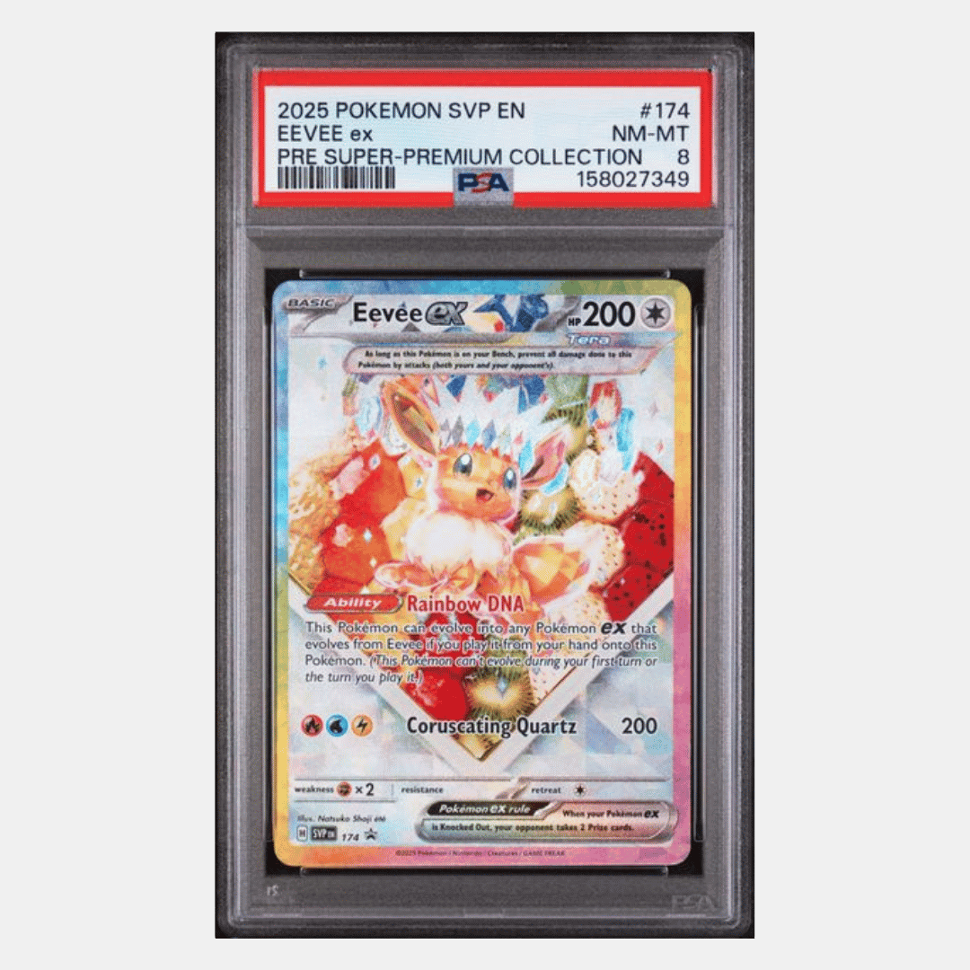 Eevee ex PSA 8 2025 Pokemon Scarlet & Violet Promo Pre Super Premium Collection Card #174