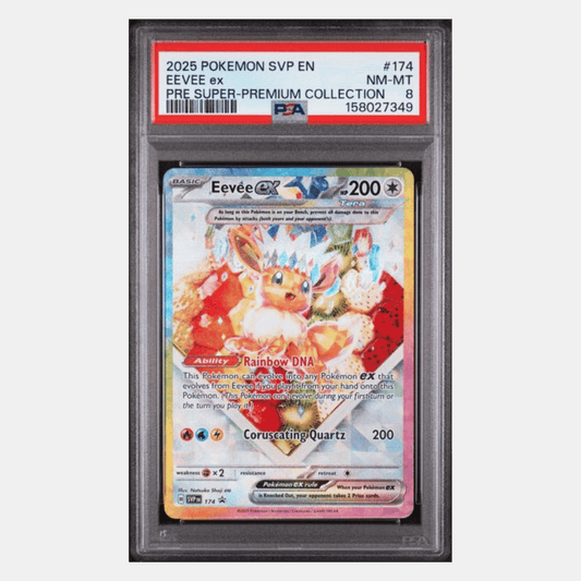 Eevee ex PSA 8 2025 Pokemon Scarlet & Violet Promo Pre Super Premium Collection Card #174