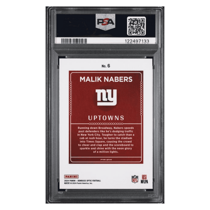 Malik Nabers PSA 10 2024 Panini Donruss Optic Uptowns Rookie RC Card #6