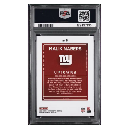 Malik Nabers PSA 10 2024 Panini Donruss Optic Uptowns Rookie RC Card #6