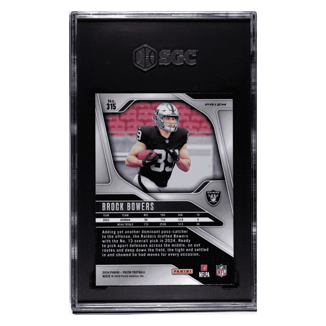 Brock Bowers SGC 9.5 2024 Panini Prizm Neon Green Pulsar Prizm Rookie RC Card #315