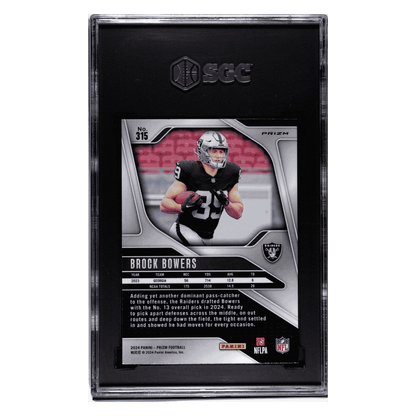 Brock Bowers SGC 9.5 2024 Panini Prizm Neon Green Pulsar Prizm Rookie RC Card #315
