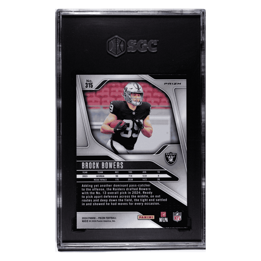 Brock Bowers SGC 9.5 2024 Panini Prizm Neon Green Pulsar Prizm Rookie RC Card #315