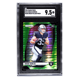 Brock Bowers SGC 9.5 2024 Panini Prizm Neon Green Pulsar Prizm Rookie RC Card #315