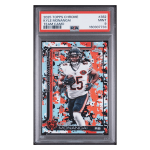 Kyle Monangai PSA 9 2025 Topps Chrome Team Camo Rookie RC SSP Card #382