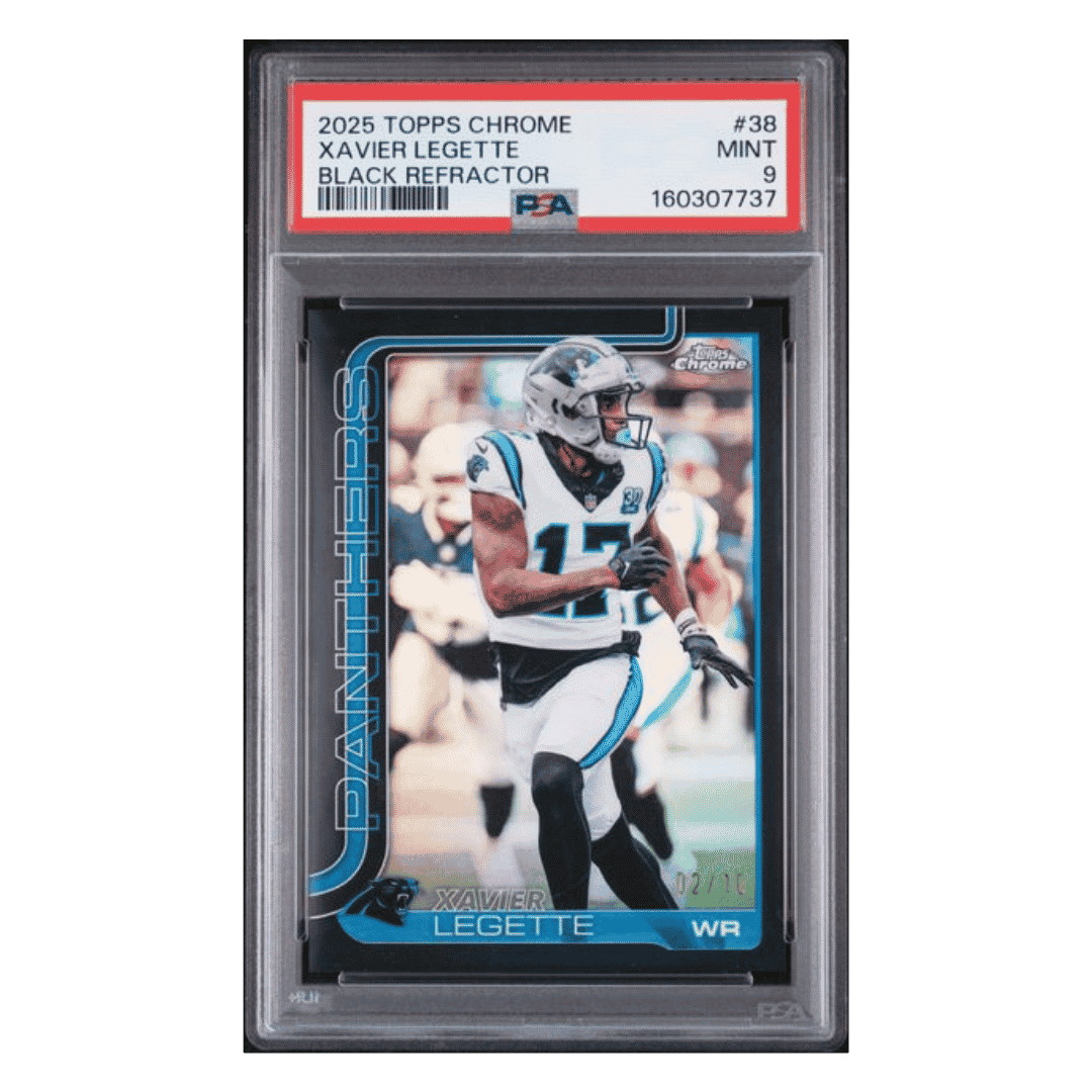 Xavier Legette PSA 9 2025 Topps Chrome Black Refractor #d/ 10 Card #38