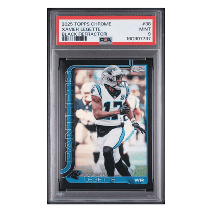 Xavier Legette PSA 9 2025 Topps Chrome Black Refractor #d/ 10 Card #38
