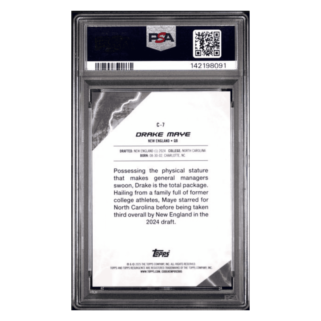 Drake Maye PSA 10 2024 Topps Resurgence Conductors Red Power Surge Rookie RC #d/ 5 Card #C7