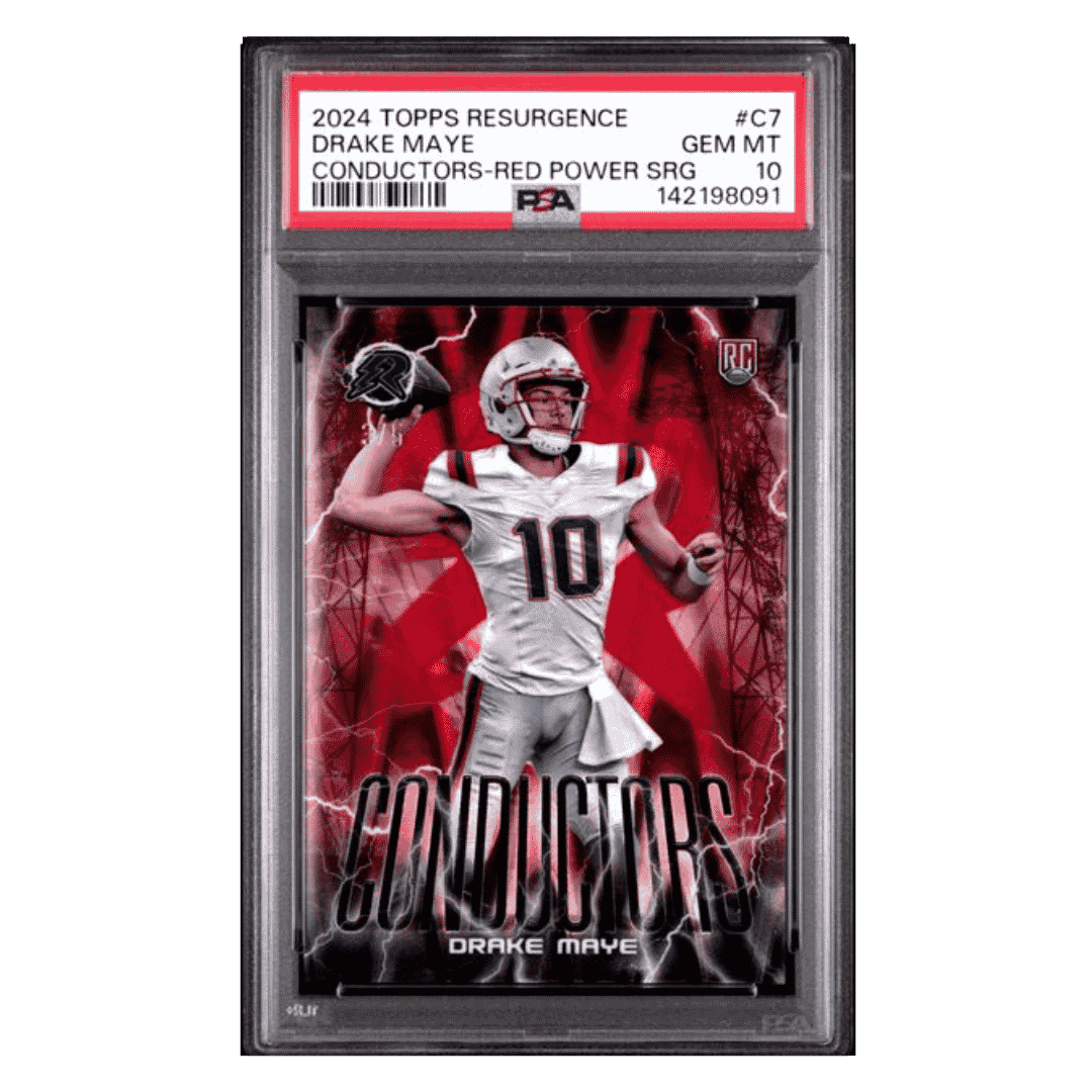 Drake Maye PSA 10 2024 Topps Resurgence Conductors Red Power Surge Rookie RC #d/ 5 Card #C7