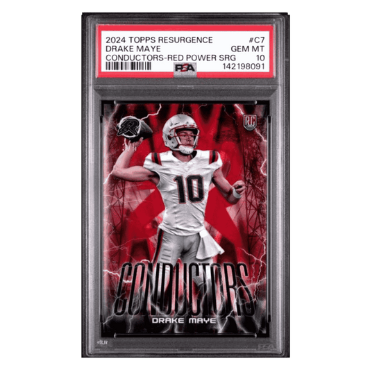 Drake Maye PSA 10 2024 Topps Resurgence Conductors Red Power Surge Rookie RC #d/ 5 Card #C7