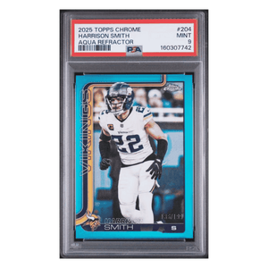 Harrison Smith PSA 9 2025 Topps Chrome Aqua Refractor #d/ 199 Card #204