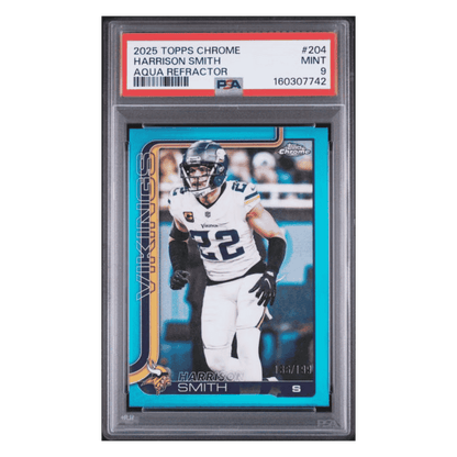 Harrison Smith PSA 9 2025 Topps Chrome Aqua Refractor #d/ 199 Card #204