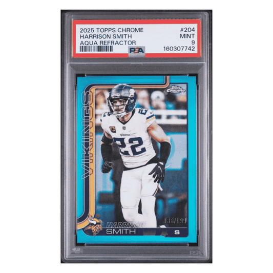 Harrison Smith PSA 9 2025 Topps Chrome Aqua Refractor #d/ 199 Card #204