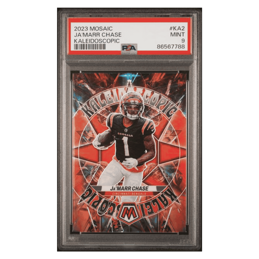 Ja'Marr Chase PSA 9 2023 Panini Mosaic Kaleidoscopic Case Hit Card #KA2