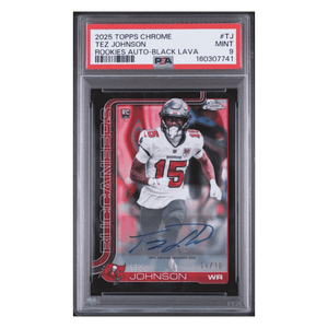 Tez Johnson PSA 8 2025 Topps Chrome Rookie Auto Black Lava #d/ 10 Card #TJ