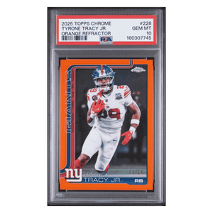 Tyrone Tracy Jr PSA 10 2025 Topps Chrome Orange Refractor #d/ 25 Card #228