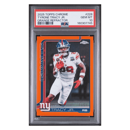 Tyrone Tracy Jr PSA 10 2025 Topps Chrome Orange Refractor #d/ 25 Card #228