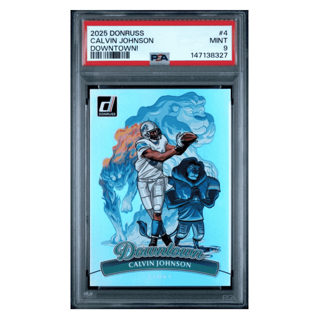 Calvin Johnson PSA 9 2025 Panini Donruss Downtown! Card #4