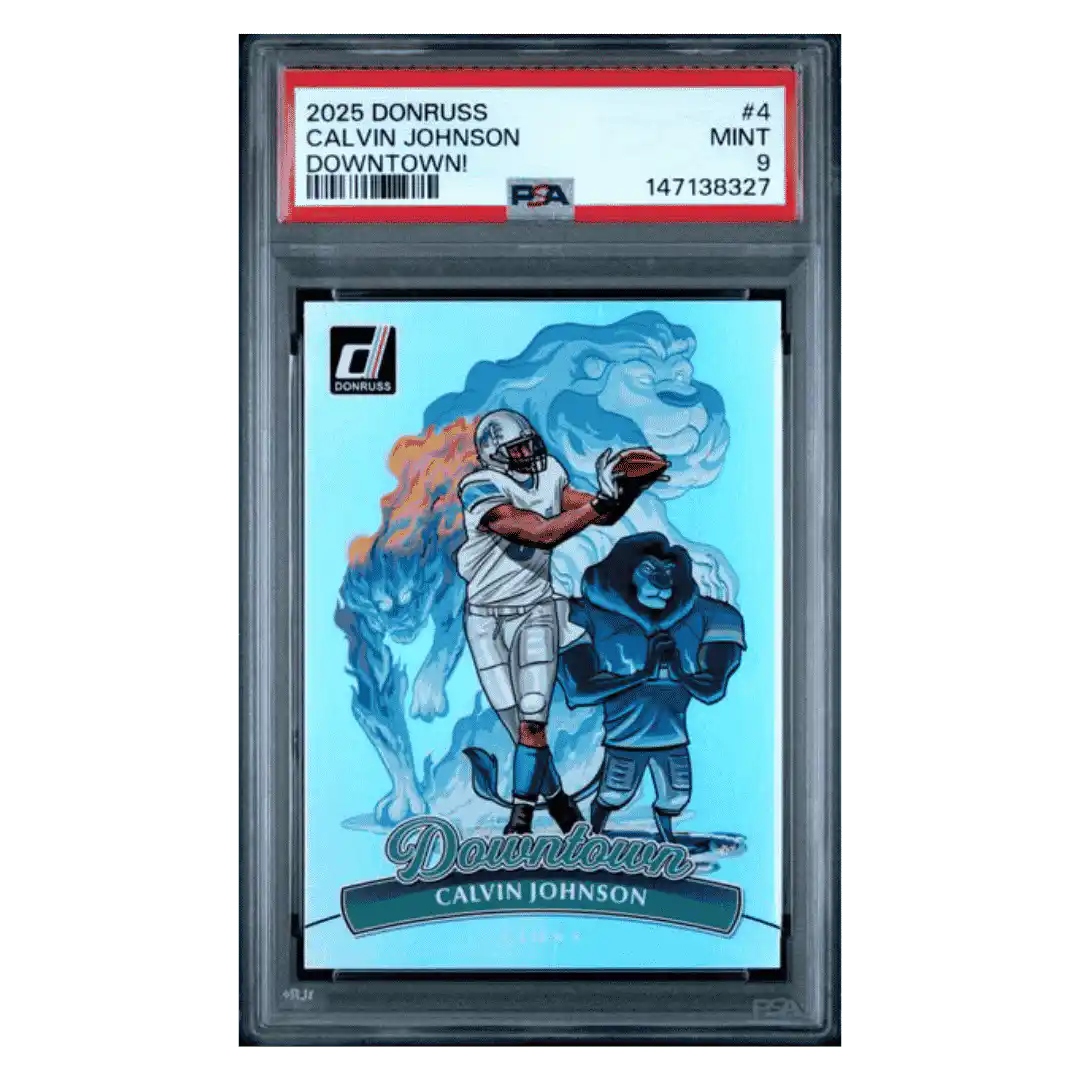 Calvin Johnson PSA 9 2025 Panini Donruss Downtown! Card #4