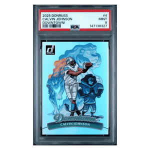 Calvin Johnson PSA 9 2025 Panini Donruss Downtown! Card #4