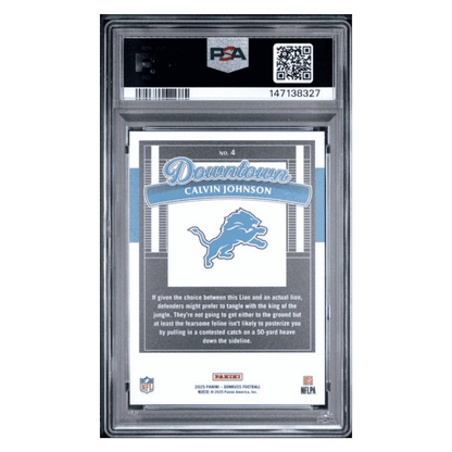 Calvin Johnson PSA 9 2025 Panini Donruss Downtown! Card #4