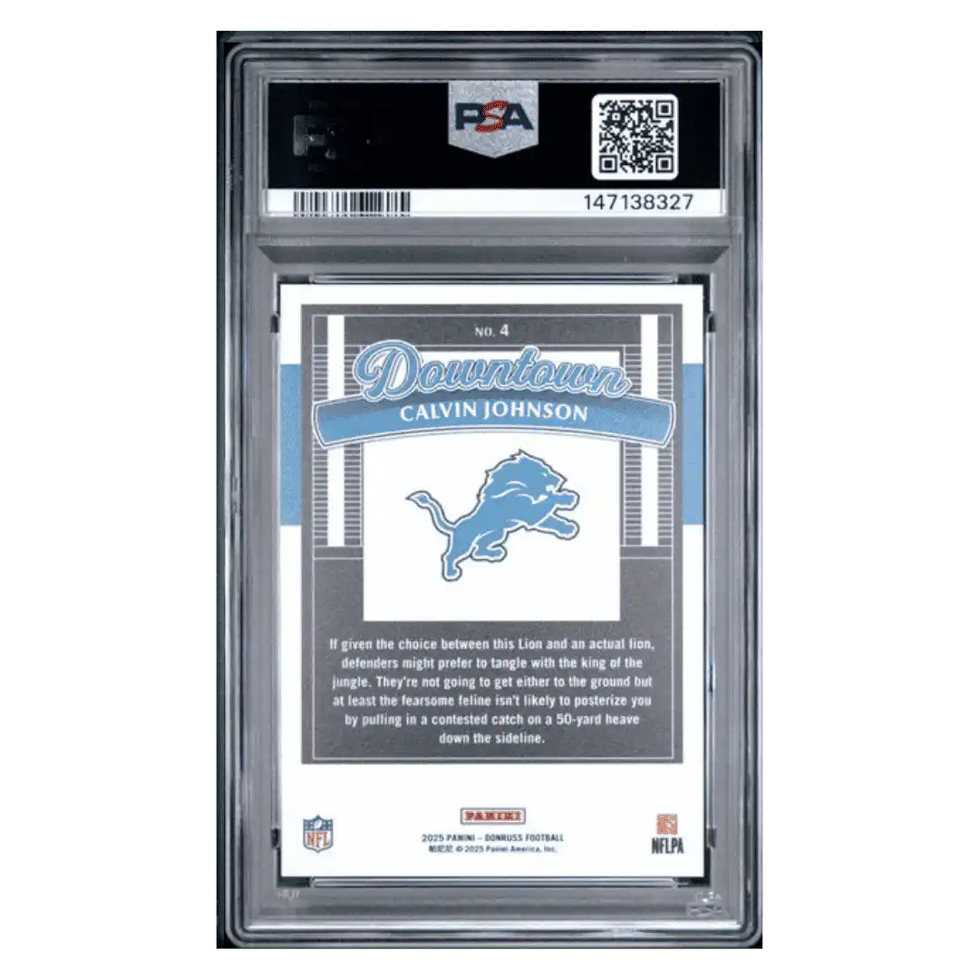 Calvin Johnson PSA 9 2025 Panini Donruss Downtown! Card #4
