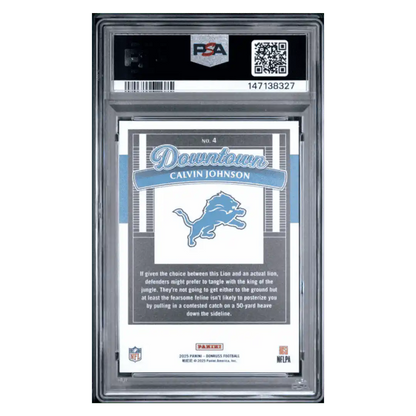 Calvin Johnson PSA 9 2025 Panini Donruss Downtown! Card #4