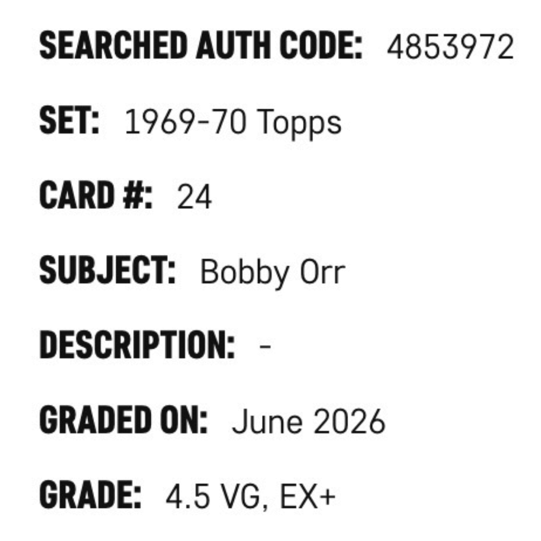 Bobby Orr SGC 4.5 1969-70 Topps Card #24