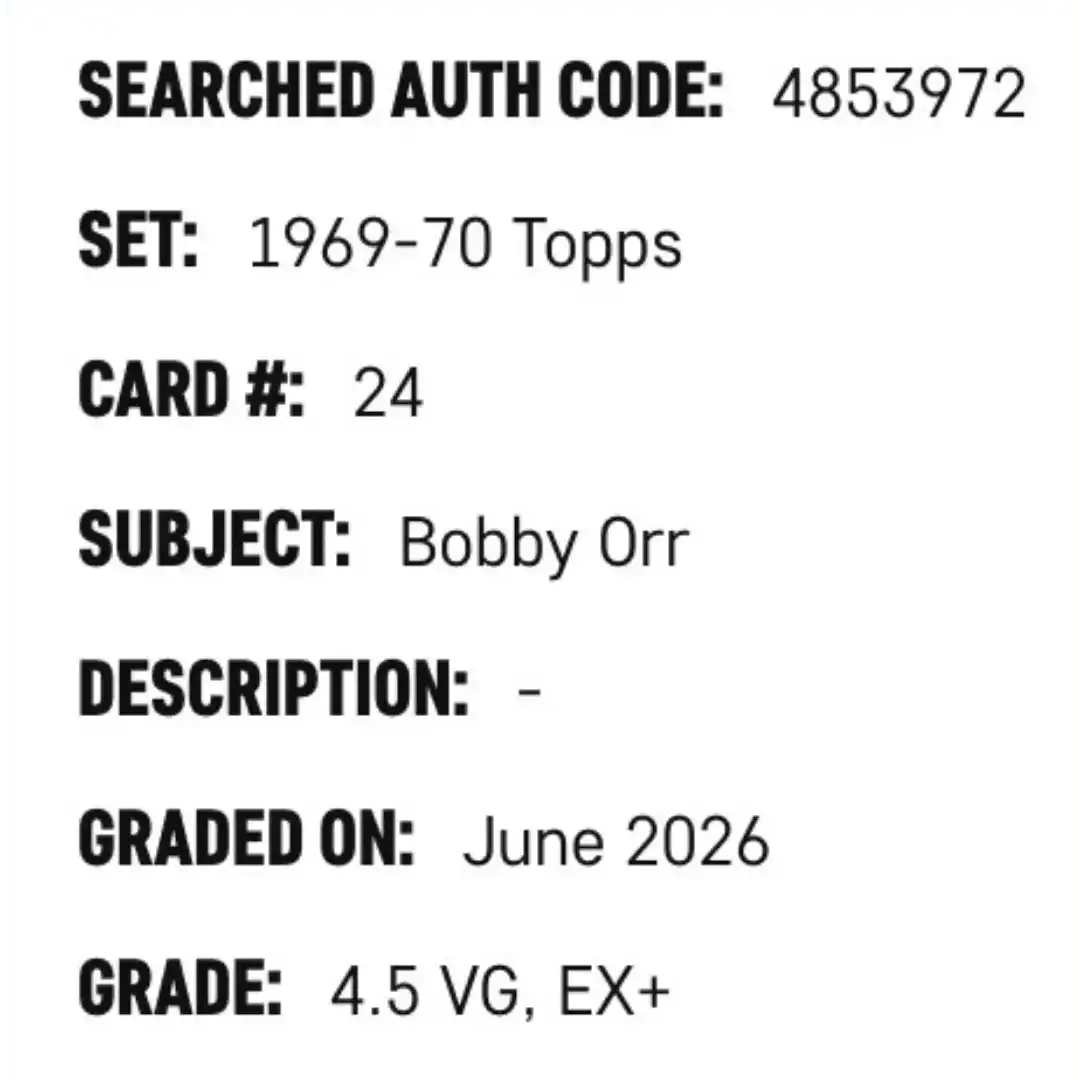 Bobby Orr SGC 4.5 1969-70 Topps Card #24