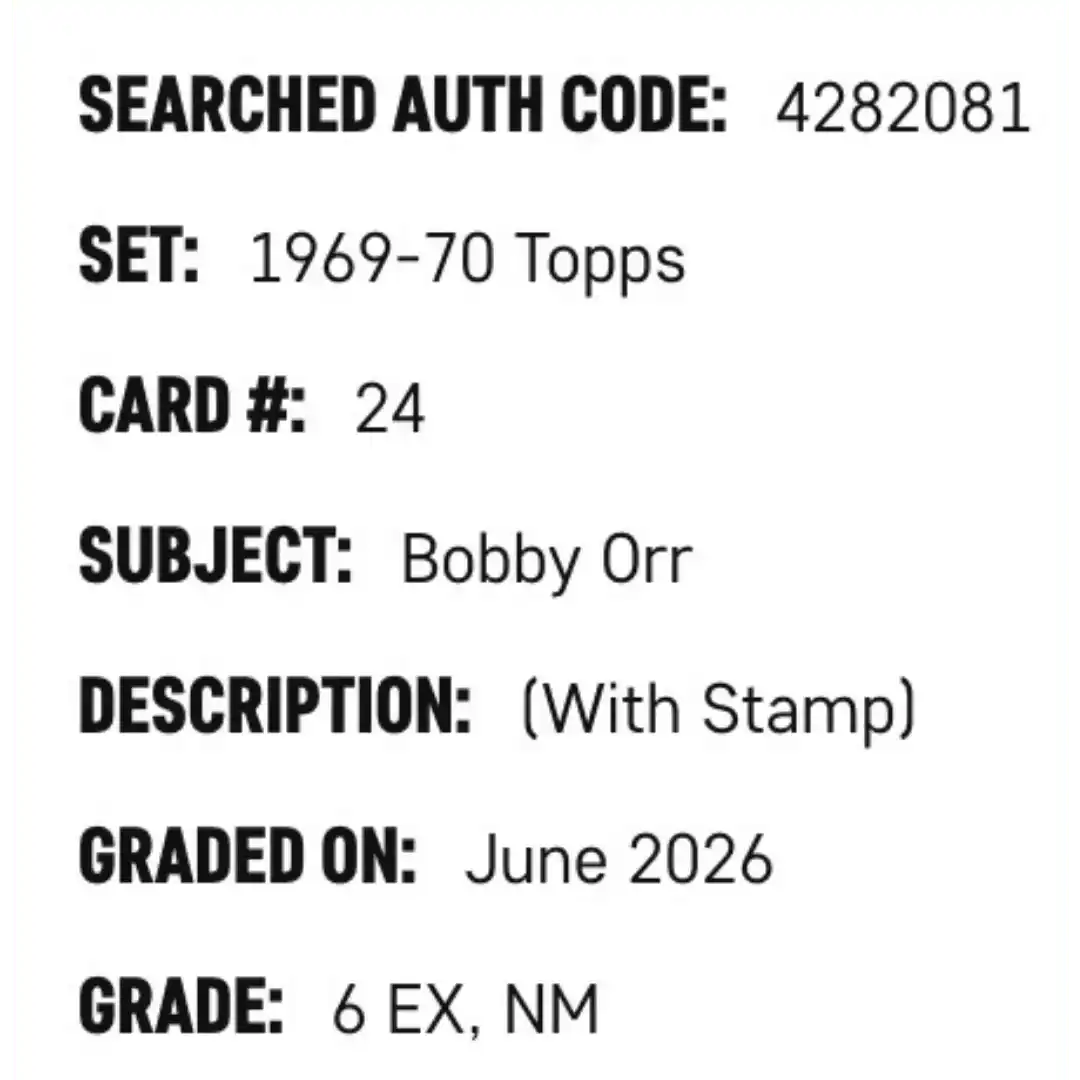 Bobby Orr SGC 6 1969-70 Topps - With Stamp Card #24