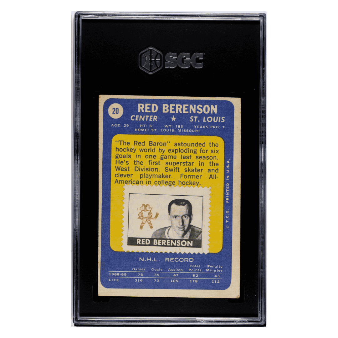 Red Berenson SGC 4 1969-70 Topps - With Stamp Card #20